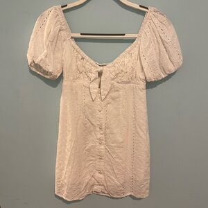 Olivaceous Mini White Floral Lace Dress